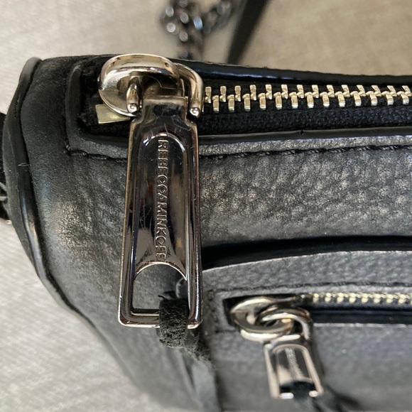 Rebecca Minkoff Black Leather Chain-Link Crossbody Bag - Picture 7 of 12